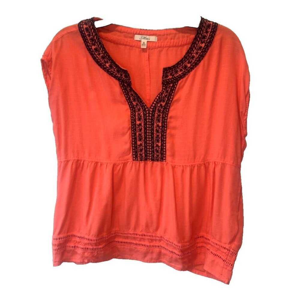 Mavi Womens Coral‎ Embroidered Sleeveless Top M Boho Hippie Artsy Beach Travel